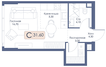 Квартира-студия № 565 