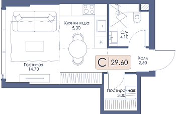 Квартира-студия № 415