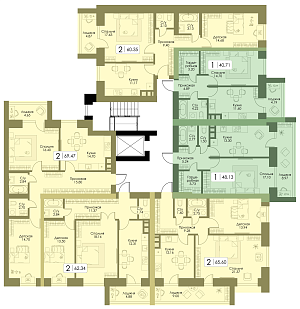 Двухкомнатная квартира 60.35м², 8 этаж № 43