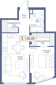 Однокомнатная квартира № 271 