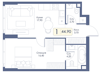 Однокомнатная квартира № 563 