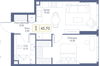 Однокомнатная квартира № 601 
