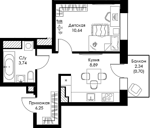 Однокомнатная квартира №130