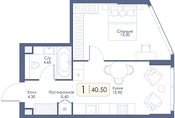 Однокомнатная квартира № 659