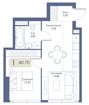 Однокомнатная квартира № 470 