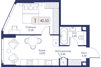 Однокомнатная квартира № 656