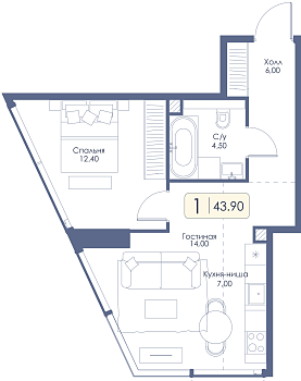 Однокомнатная квартира № 336 