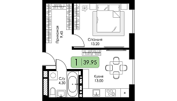 Однокомнатная квартира № 118 