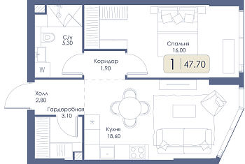 Однокомнатная квартира № 663 