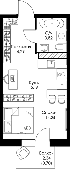 Квартира-студия № 90 
