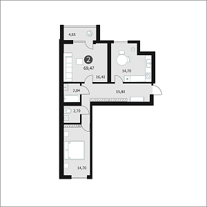 Двухкомнатная квартира № 18